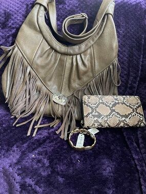 Hobo Fringe Leather Bag EUC , Wallet, C&B Bracelet NWT